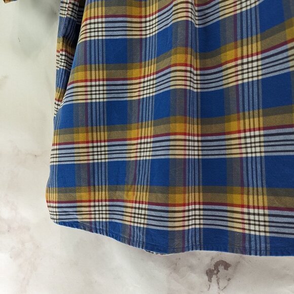 Wrangler Shirt Mens XL Blue Yellow Button Down Plaid Twenty X 20X Short Sleeve - Picture 10 of 12